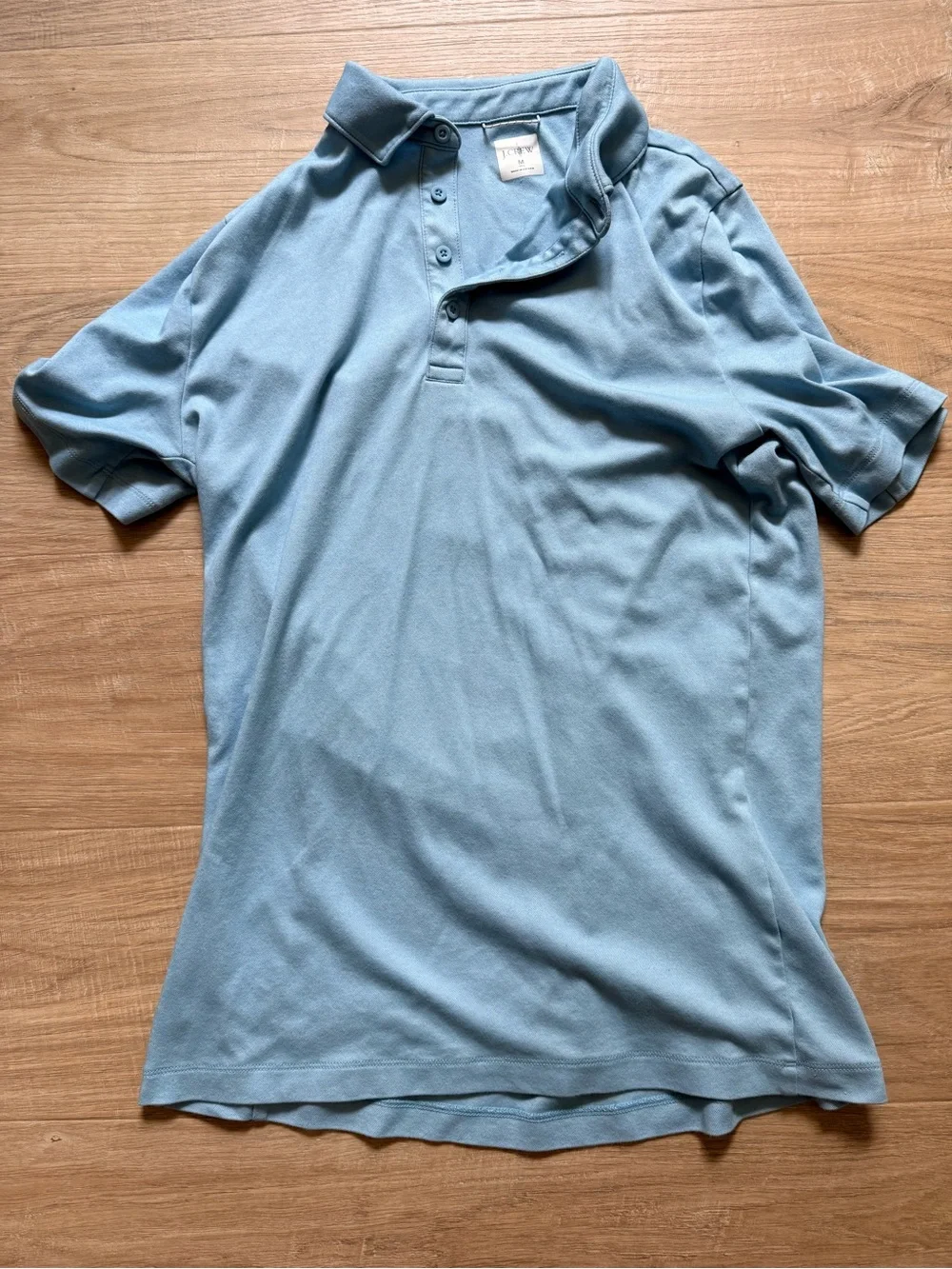 J. Crew Men's Sky Blue Short-Sleeve Polo - Size M (tall)